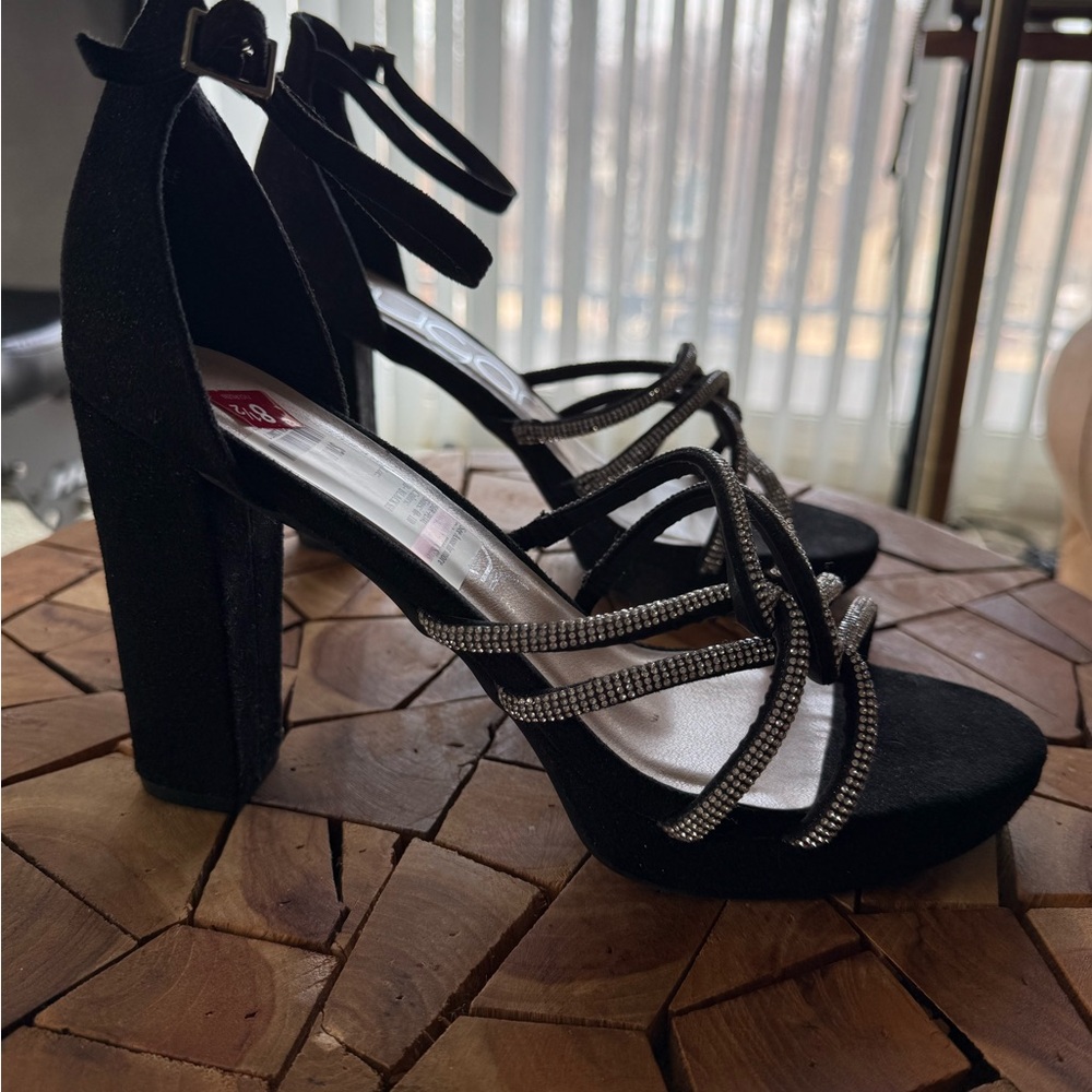 Sugar Elegant Black Heels with Silver Accents
